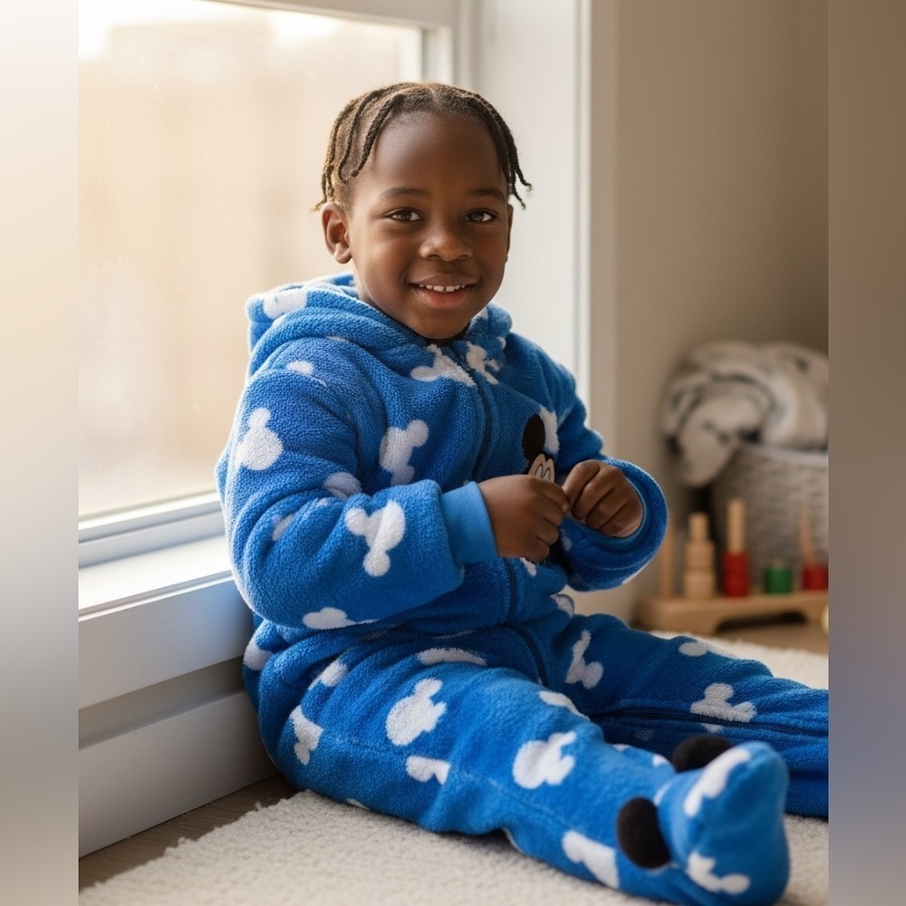 Disney Mickey Mouse Blue and White Kids Footie
